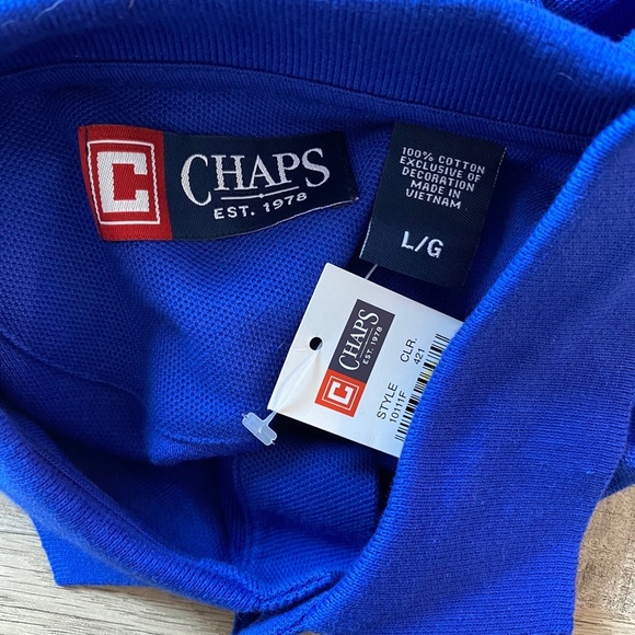 CHAPS Men's Shirt Polo Golf Cotton Short Sleeves Blue Large - Picture 5 of 9